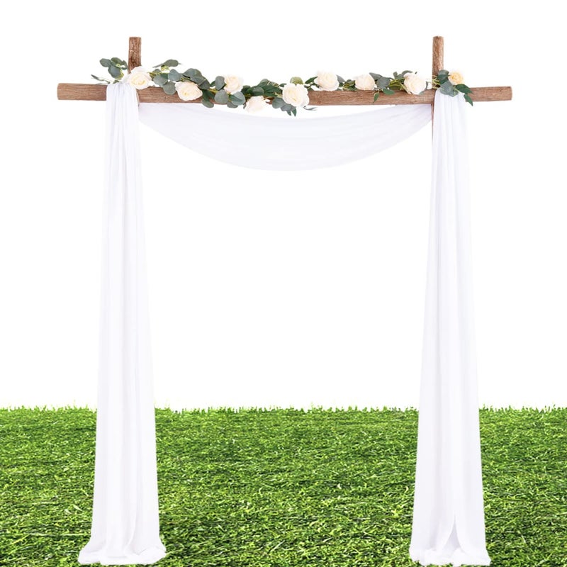 MLMW White 5 Yards 60"" Wide Sheer Fabric Chiffon Fabric by The Yard Continuous Solid Color Draping Fabric for Wedding Party Backdrop - Image 2